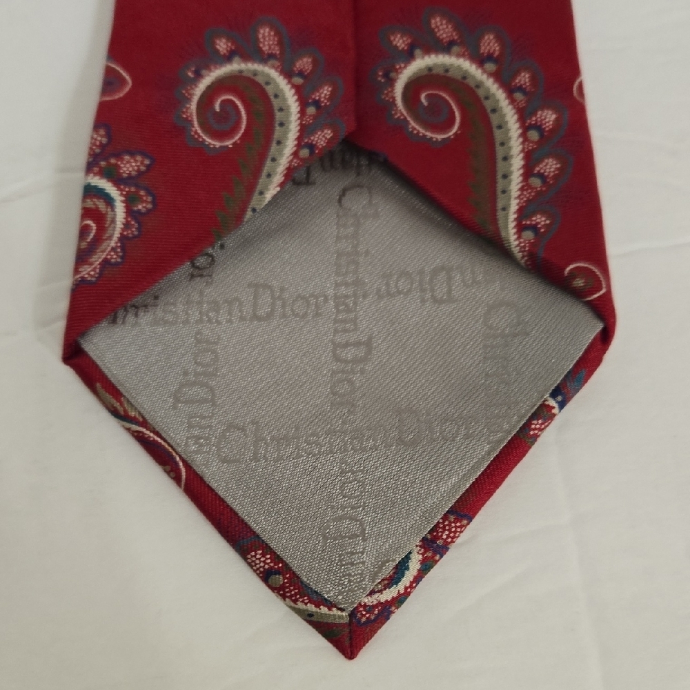 Dior Paisley Red Men's Tie - Picture 7 of 8